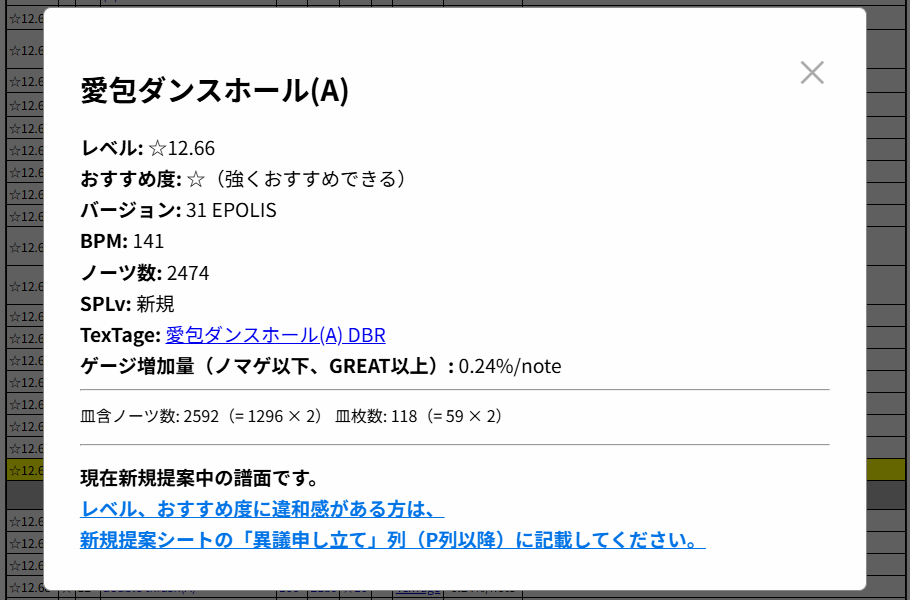 AC版難易度表モーダル